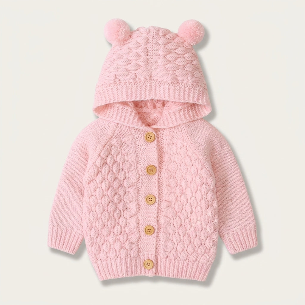 Bear Hood Knit Cardigan