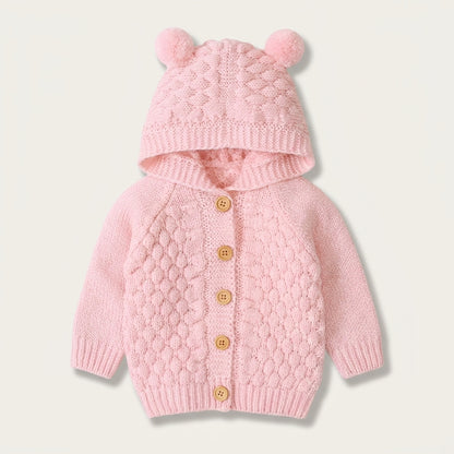Bear Hood Knit Cardigan