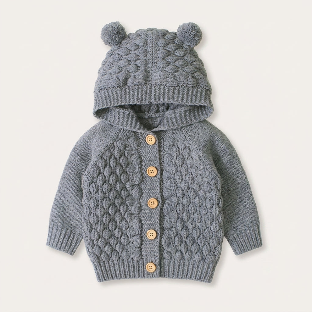 Bear Hood Knit Cardigan