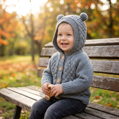 Bear Hood Knit Cardigan