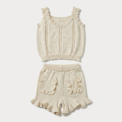 Knitted Frill Top and Shorts Set