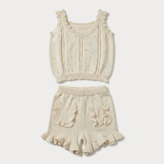 Knitted Frill Top and Shorts Set