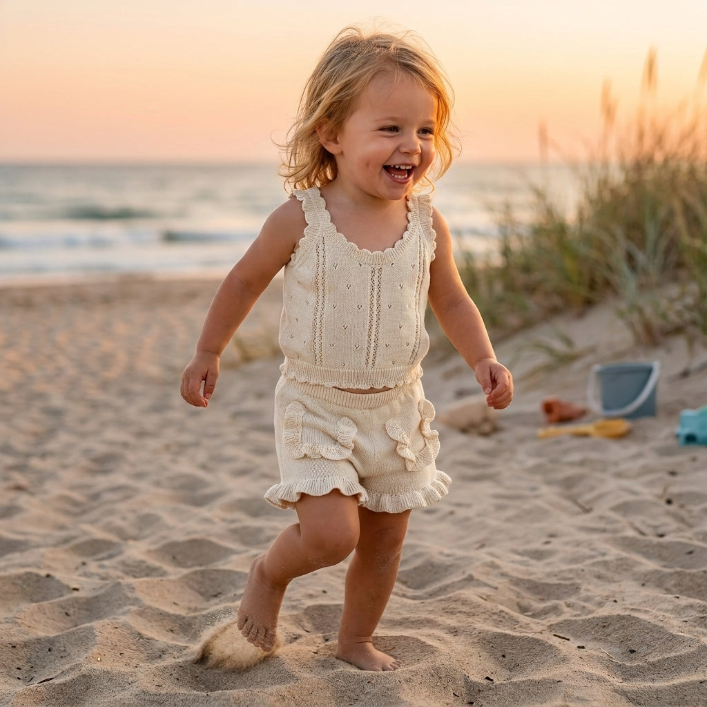 Knitted Frill Top and Shorts Set