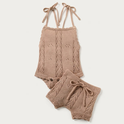 Knitted Romper and Shorts Set