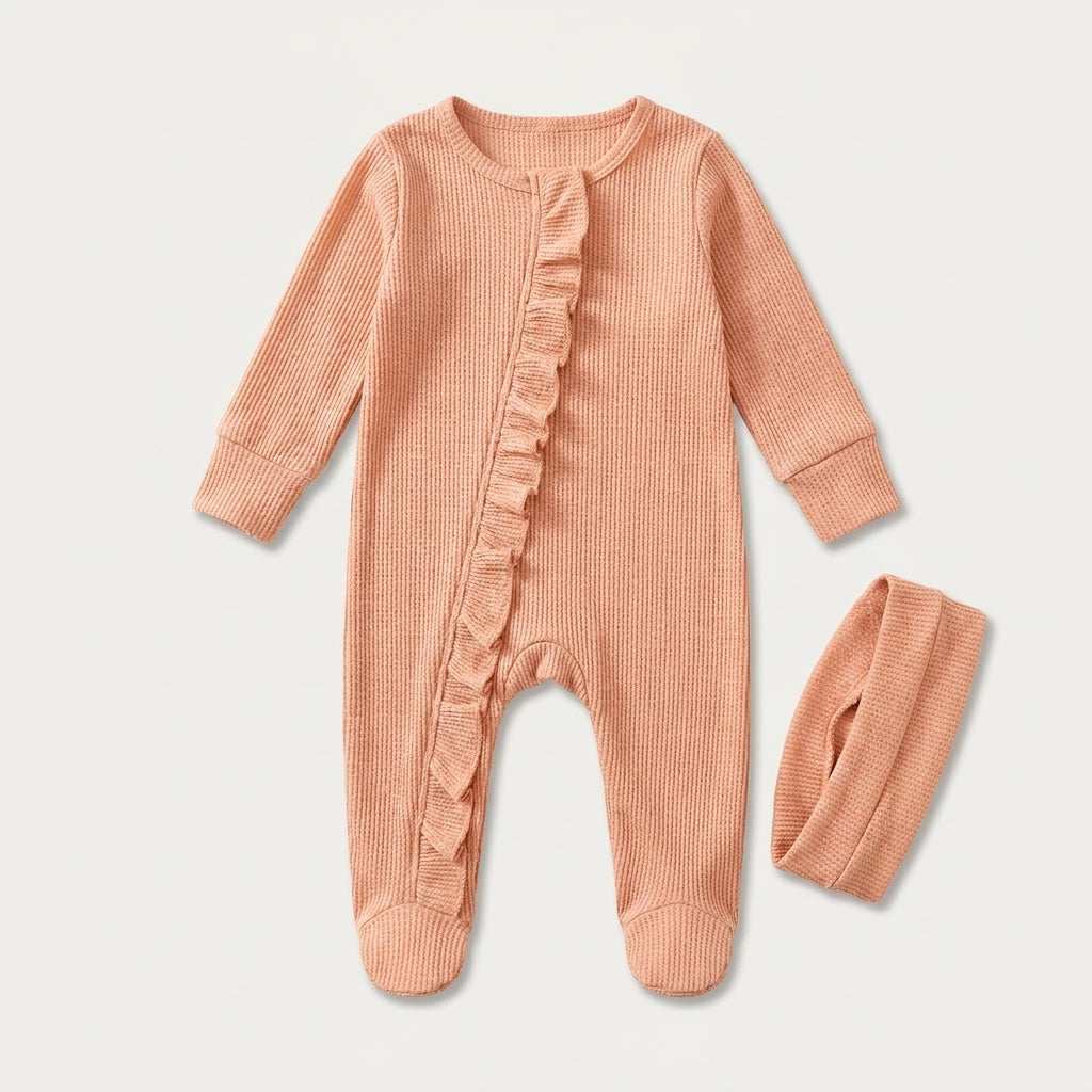 Ruffle Zip Footed Romper Set