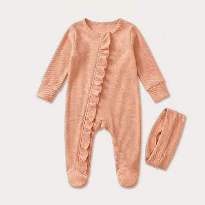 Ruffle Zip Footed Romper Set