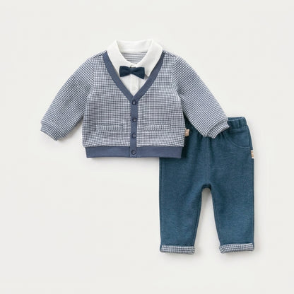 Blue Plaid Shirt and Pants Set