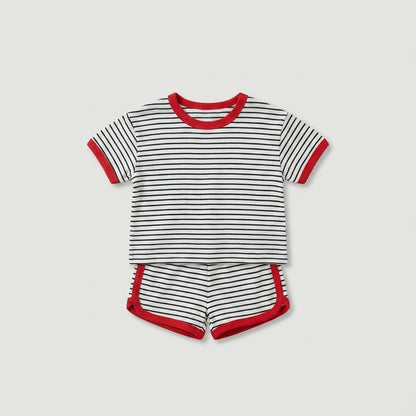 Striped T Shirt and Shorts Set