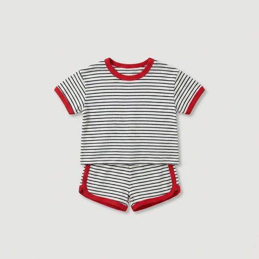 Striped T Shirt and Shorts Set