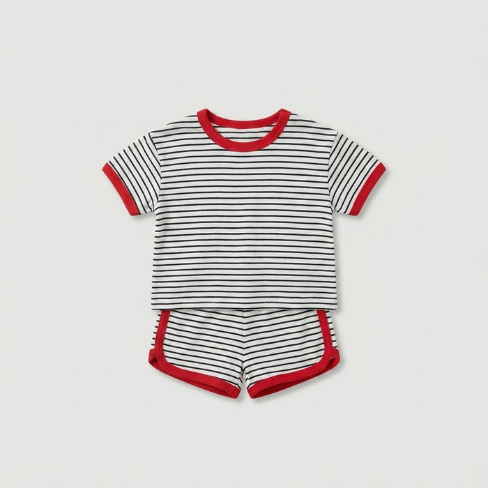 Striped T Shirt and Shorts Set