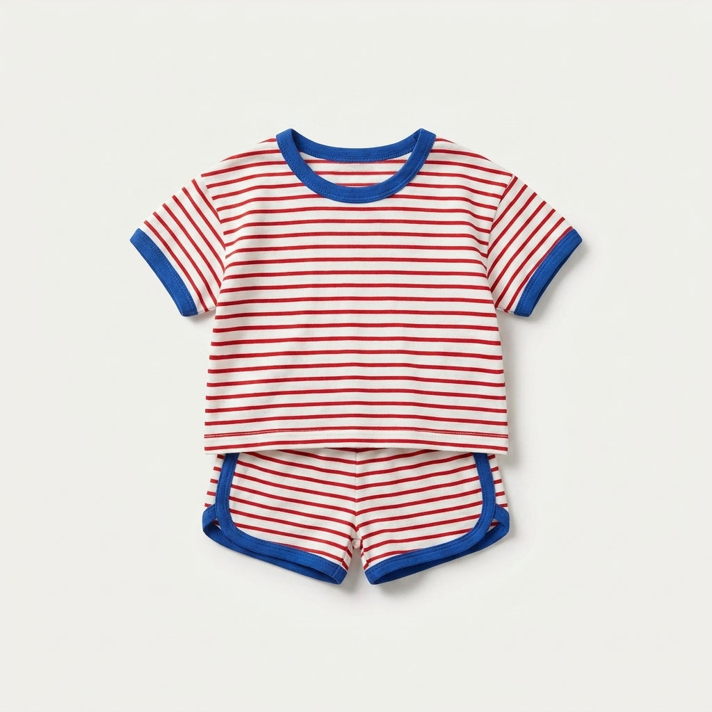 Striped T Shirt and Shorts Set