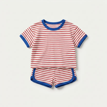 Striped T Shirt and Shorts Set