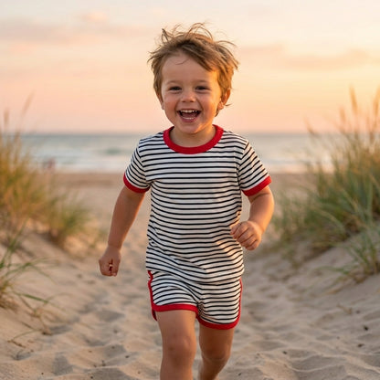 Striped T Shirt and Shorts Set