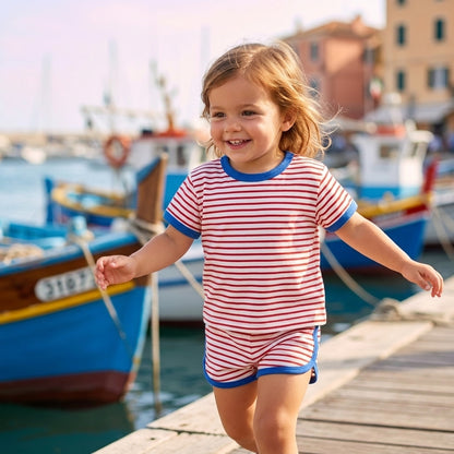 Striped T Shirt and Shorts Set