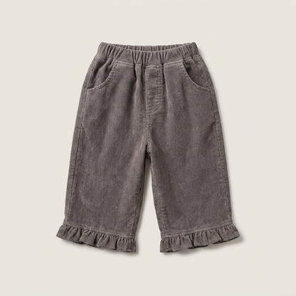 Ruffle Hem Corduroy Pants