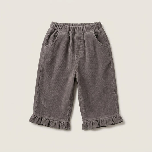 Ruffle Hem Corduroy Pants