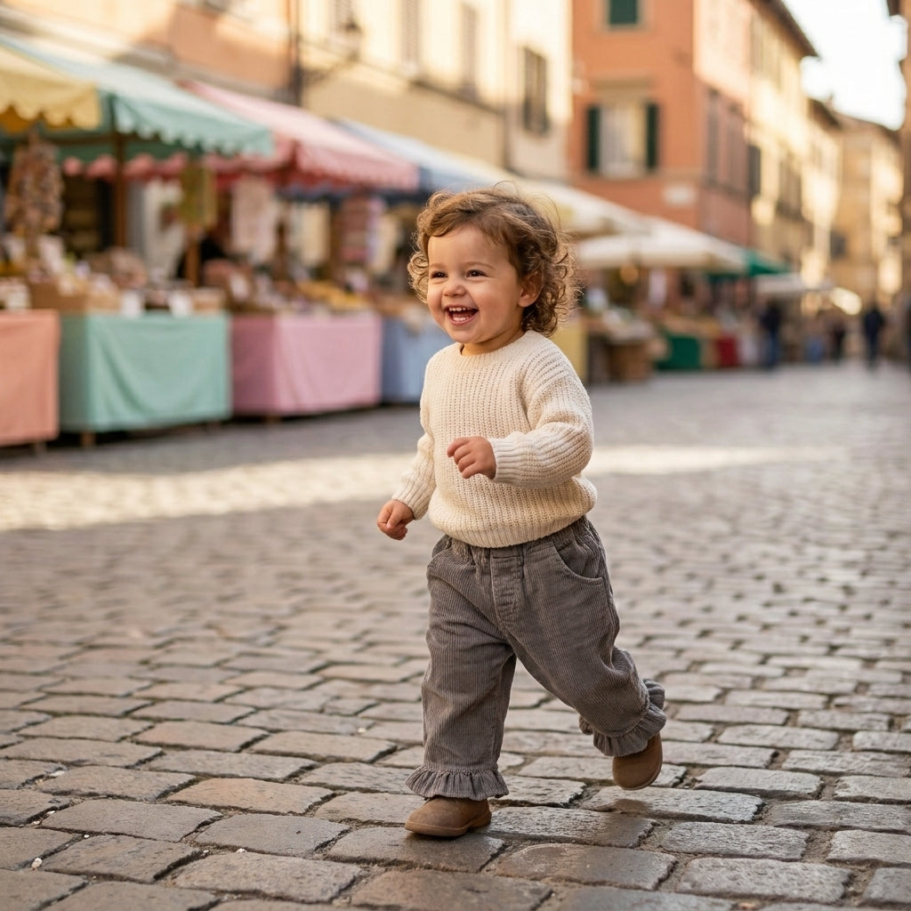 Ruffle Hem Corduroy Pants