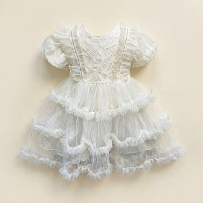 Short Sleeve Lace Tulle Dress
