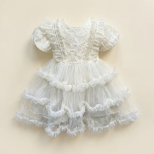 Short Sleeve Lace Tulle Dress