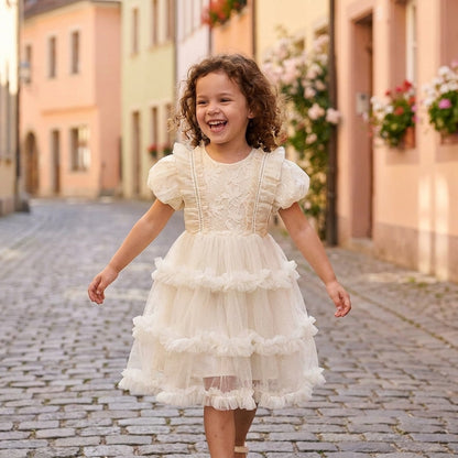Short Sleeve Lace Tulle Dress