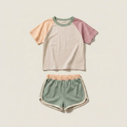 Color Block Summer Shorts Set