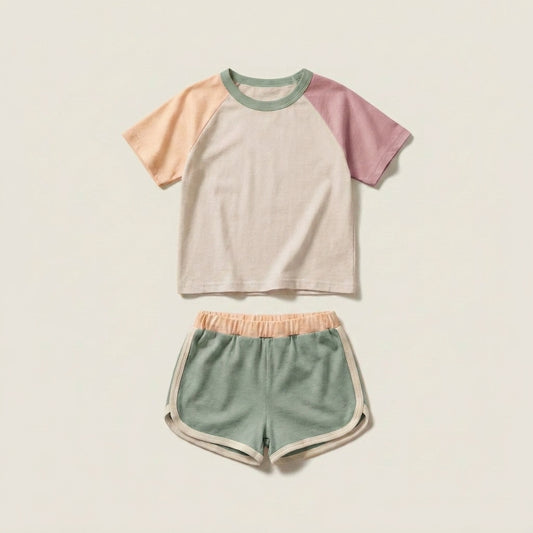 Color Block Summer Shorts Set
