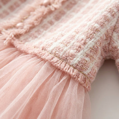 Long Sleeve Knit Tulle Dress