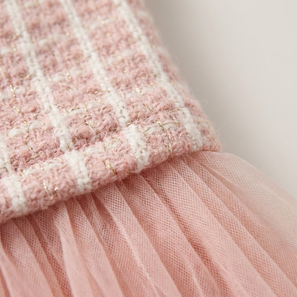Long Sleeve Knit Tulle Dress