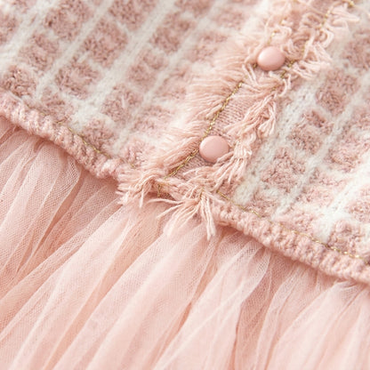 Long Sleeve Knit Tulle Dress