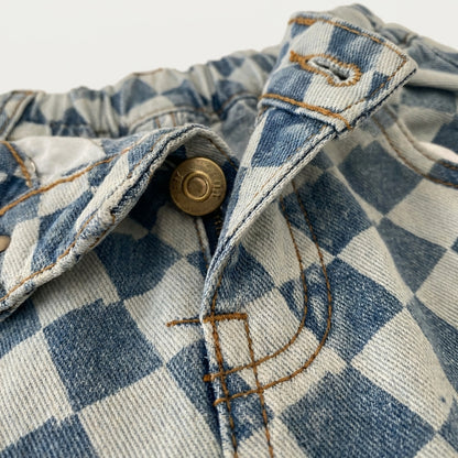 Checkered Denim Pants