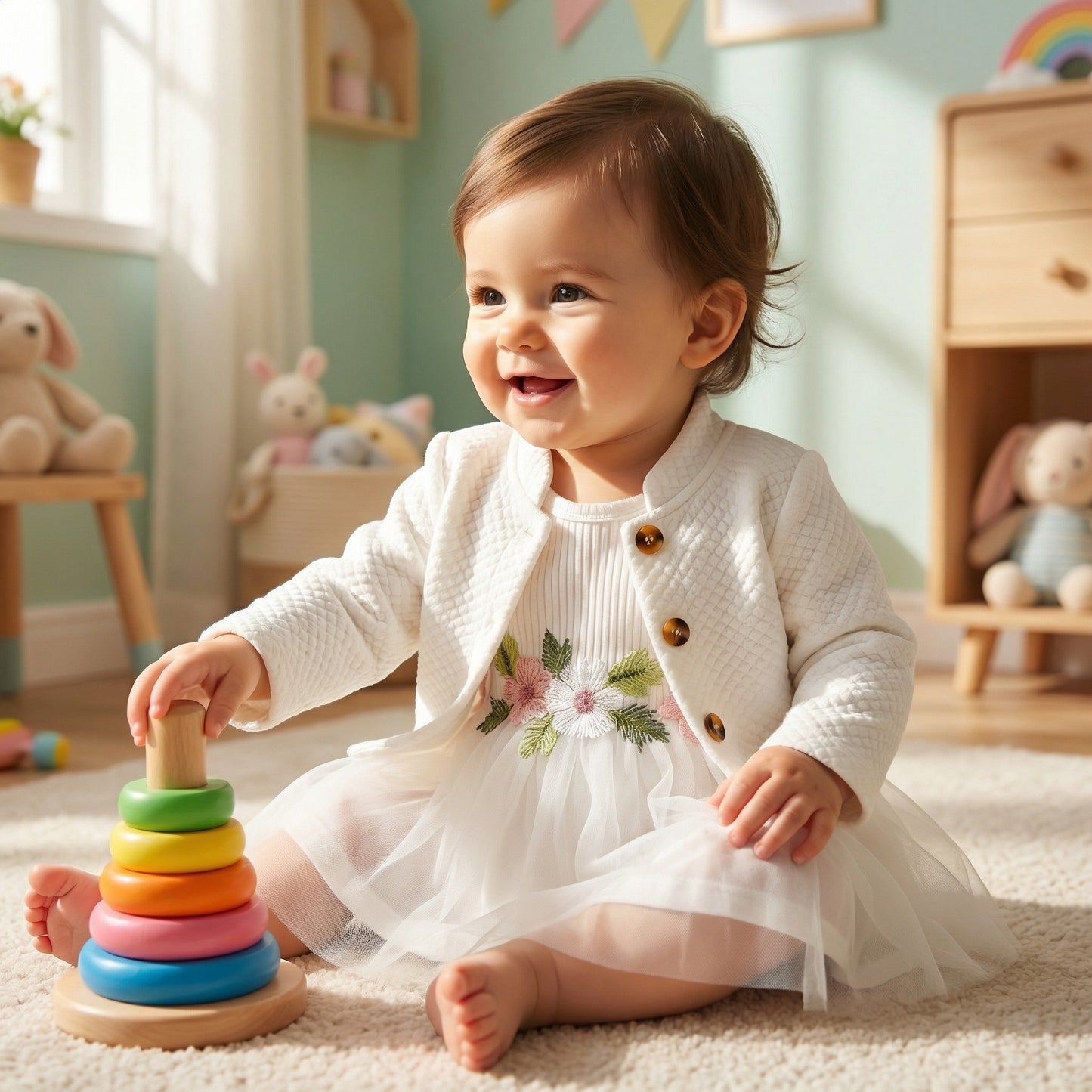 Baby Floral Dress and Cardigan Set