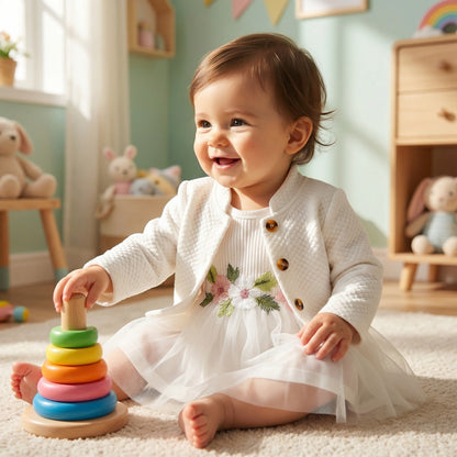 Baby Floral Dress and Cardigan Set
