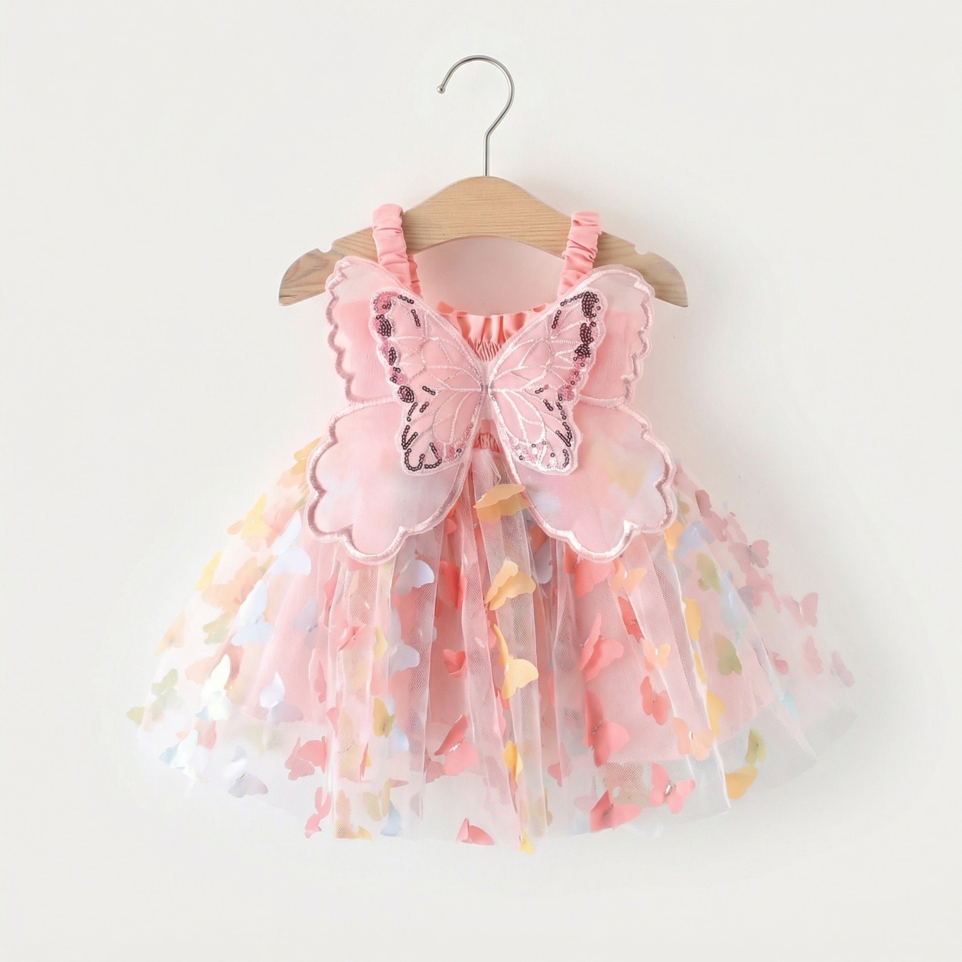 open lace back dress Butterfly Tulle Dress | Baby Girl Party Dress | 100% Polyester | 3D Wings &  Colorful Skirt