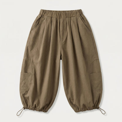 Brown Cotton Loose Fit Pants