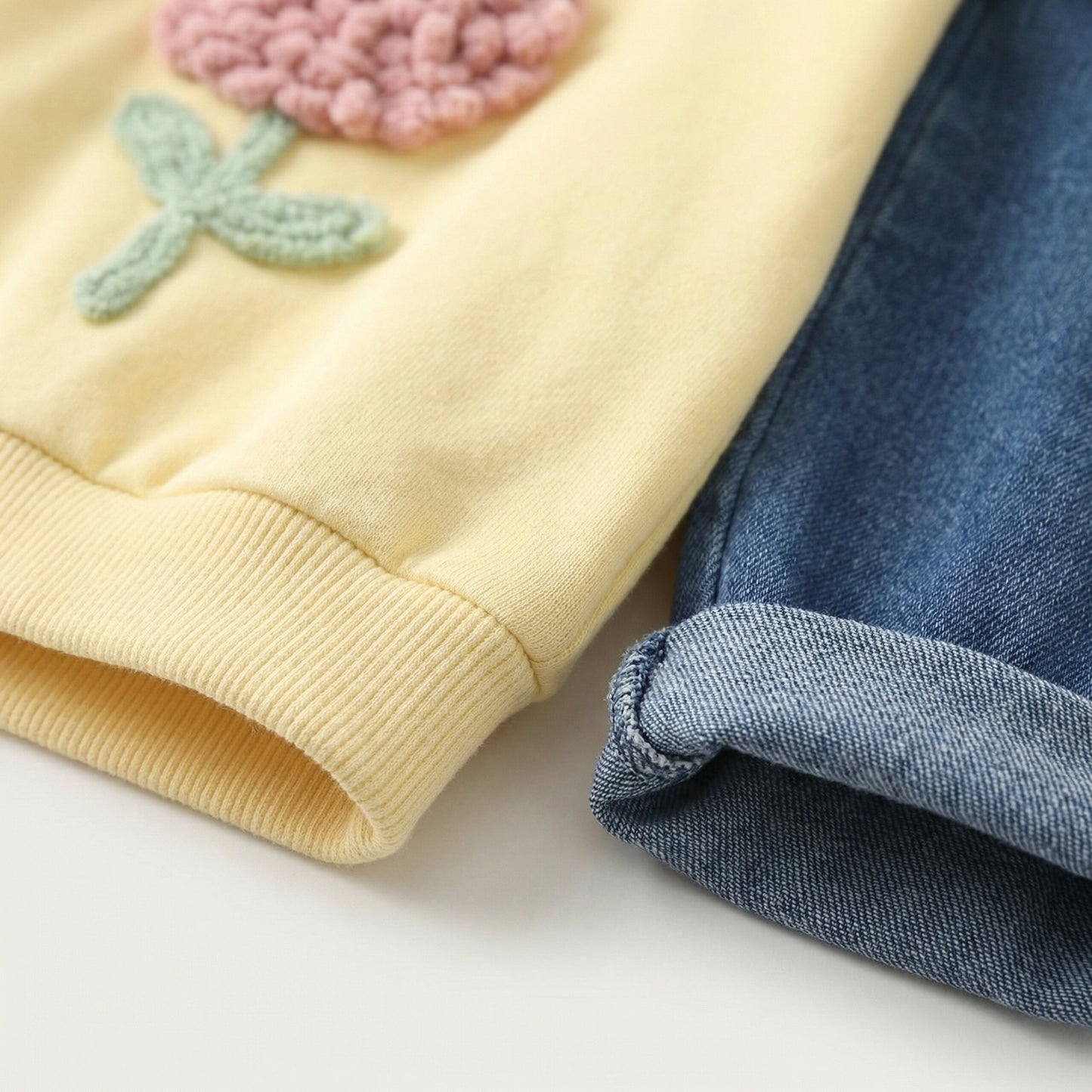 Floral Sweatshirt and Denim Set