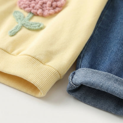 Floral Sweatshirt and Denim Set