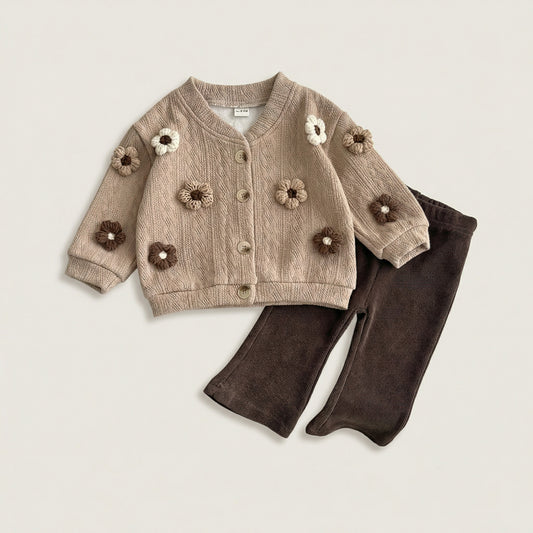 Brown Knit Two Piece Set