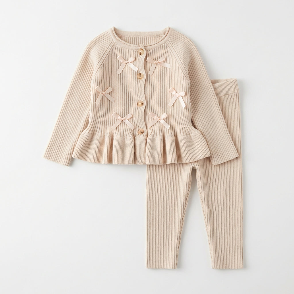 Bow Detail Cardigan and Pants Set