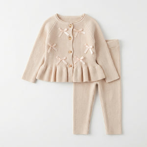 Bow Detail Cardigan and Pants Set