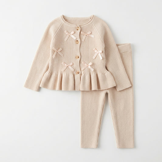 Bow Detail Cardigan and Pants Set