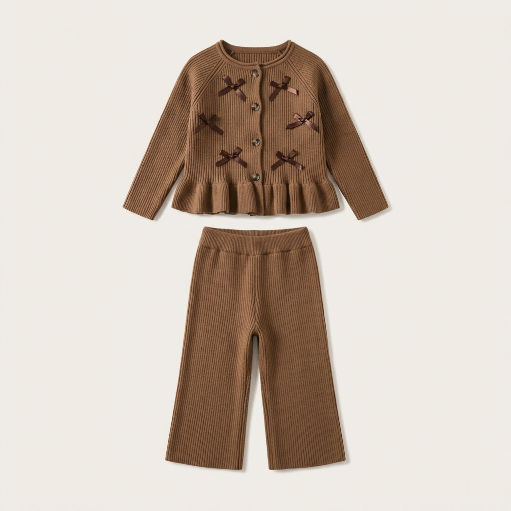 Bow Detail Cardigan and Pants Set