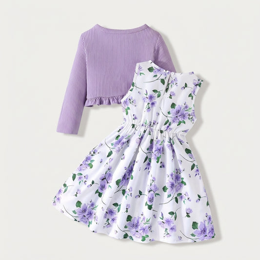 Cardigan and Floral Dress Set