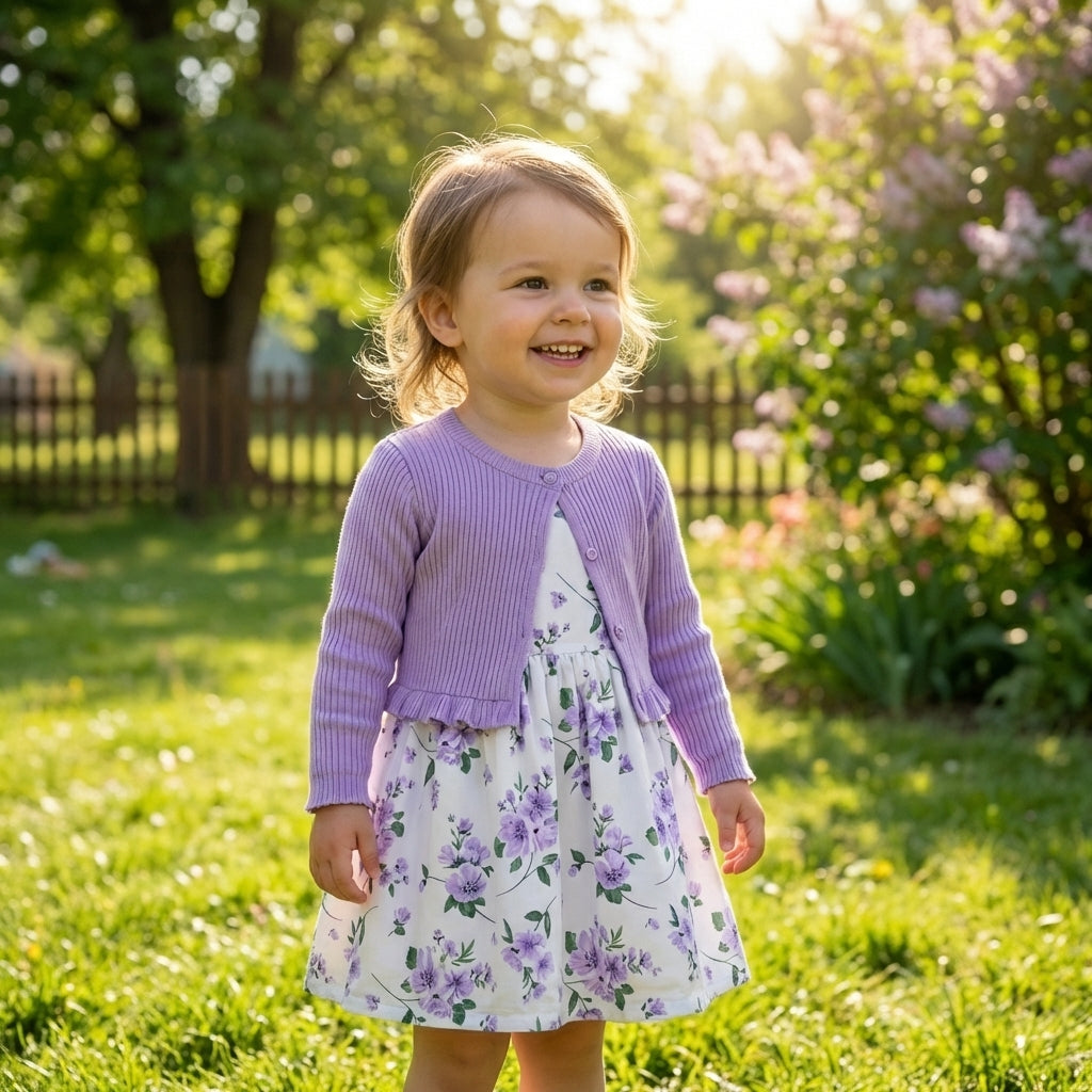 Cardigan and Floral Dress Set