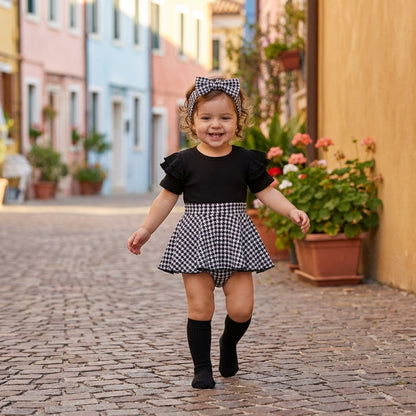 Houndstooth Romper Three Piece Set
