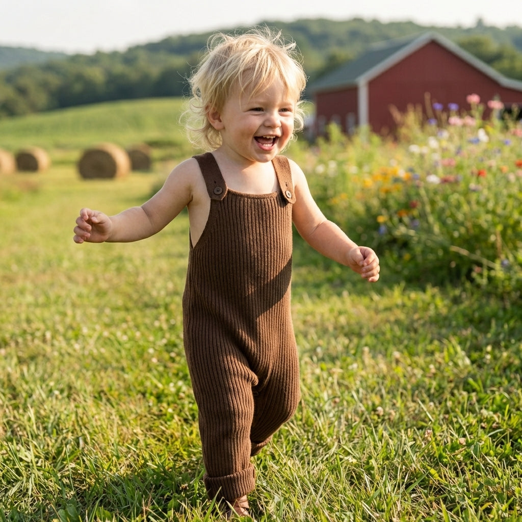 Classic Knit Baby Overalls