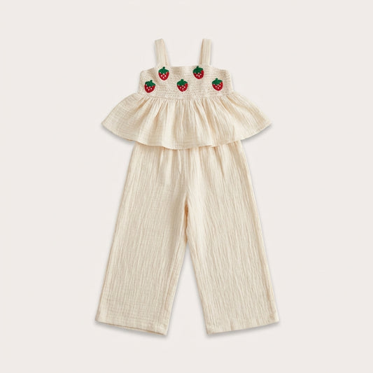 Strawberry Smocked Top and Pants Set