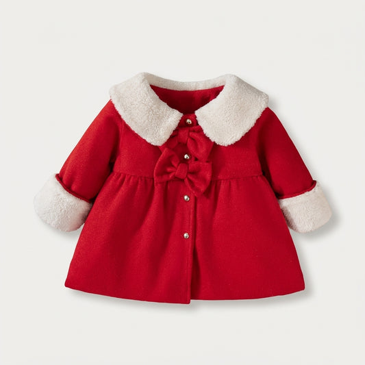 Fleece Collar Bow Coat