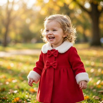 Fleece Collar Bow Coat