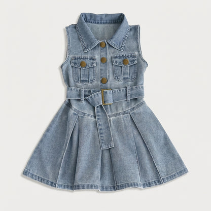 Pleated Ruffle Girls Dress