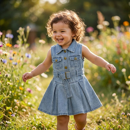 Pleated Ruffle Girls Dress